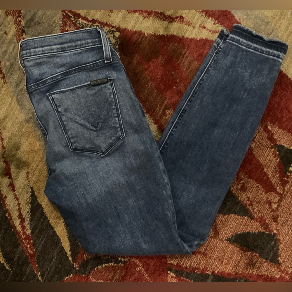 Hudson Natalie 27 R 4 super skinny blue denim jeans Women’s fringed hems - Picture 7 of 14
